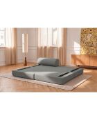Méridienne convertible et modulable en tissu lisse Gemma grise - 190x95x70,5 cm