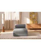 Méridienne convertible et modulable en tissu lisse Gemma grise - 190x95x70,5 cm