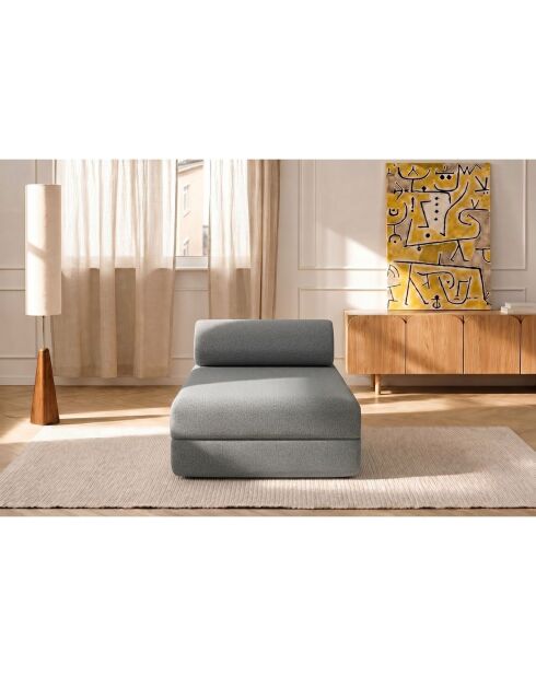 Méridienne convertible et modulable en tissu lisse Gemma grise - 190x95x70,5 cm