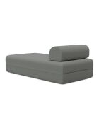 Méridienne convertible et modulable en tissu lisse Gemma grise - 190x95x70,5 cm