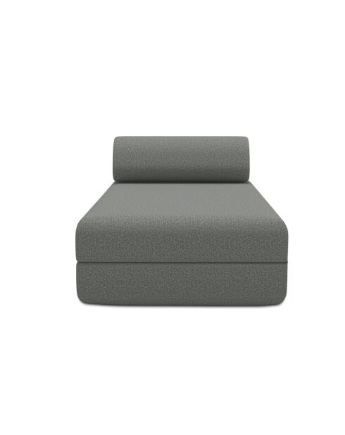 Méridienne convertible et modulable en tissu lisse Gemma grise - 190x95x70,5 cm
