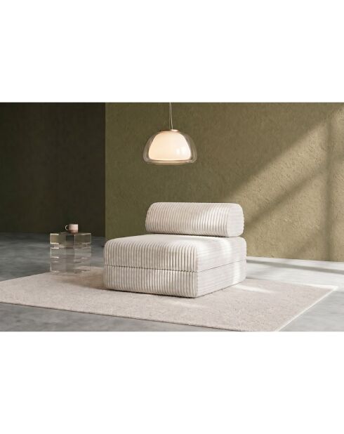 Fauteuil convertible et modulable en velours côtelé xl Tilia blanc - 95x95x70,5 cm