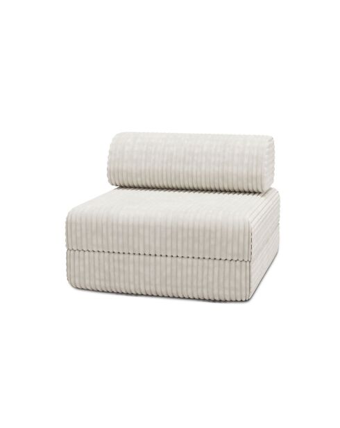 Fauteuil convertible et modulable en velours côtelé xl Tilia blanc - 95x95x70,5 cm