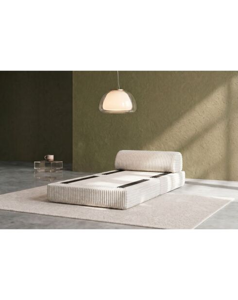 Fauteuil convertible et modulable en velours côtelé xl Tilia blanc - 95x95x70,5 cm