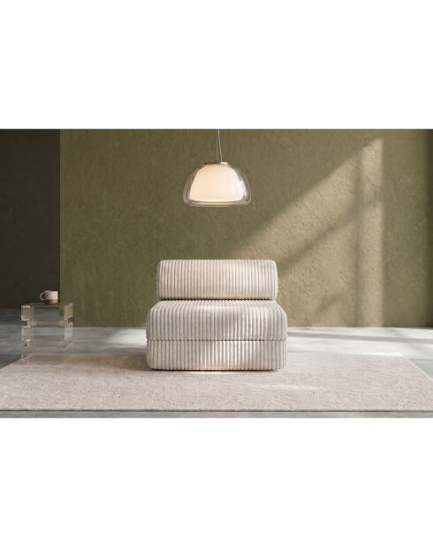 Fauteuil convertible et modulable en velours côtelé xl Tilia blanc - 95x95x70,5 cm