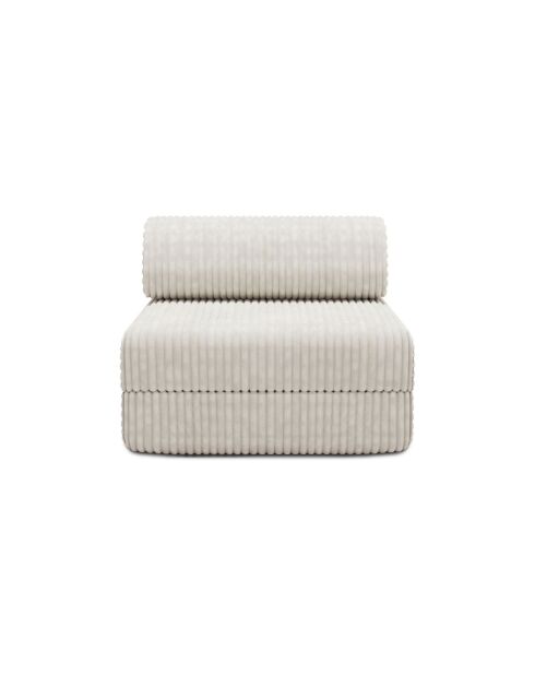 Fauteuil convertible et modulable en velours côtelé xl Tilia blanc - 95x95x70,5 cm