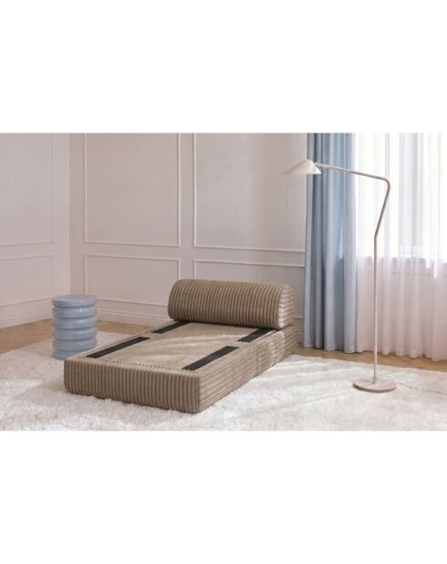Fauteuil convertible et modulable en velours côtelé xl Tilia marron - 95x95x70,5 cm