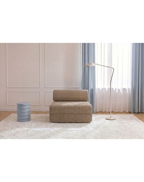 Fauteuil convertible et modulable en velours côtelé xl Tilia marron - 95x95x70,5 cm