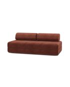 Canapé droit convertible et modulable 3 places en velours côtelé Lincoln terracotta - 190x95x70,5 cm
