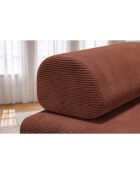Canapé droit convertible et modulable 3 places en velours côtelé Lincoln terracotta - 190x95x70,5 cm