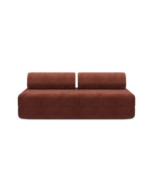 Canapé droit convertible et modulable 3 places en velours côtelé Lincoln terracotta - 190x95x70,5 cm