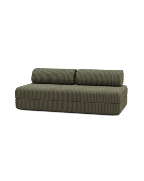 Canapé droit convertible et modulable 3 places en velours côtelé xl Tilia vert - 190x95x70,5 cm
