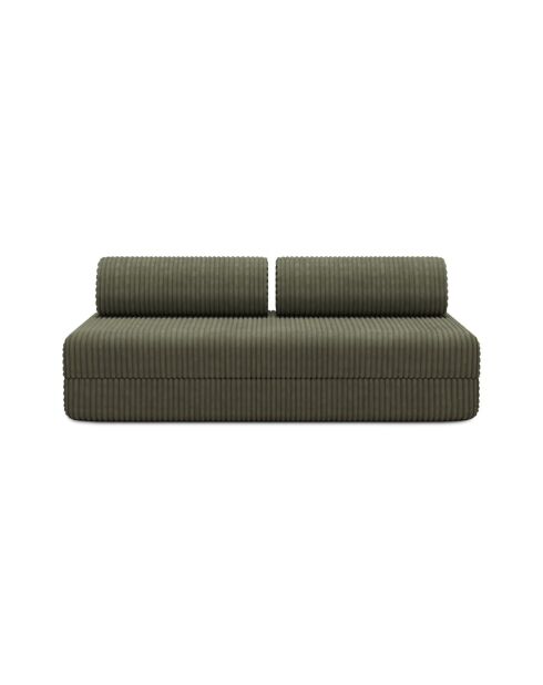 Canapé droit convertible et modulable 3 places en velours côtelé xl Tilia vert - 190x95x70,5 cm