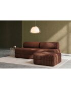 Pouf convertible et modulable en velours côtelé xl Tilia terracotta - 95x95x42 cm