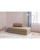 Canapé droit convertible et modulable 2 places en tissu lisse Gemma marron - 148x95x70,5 cm
