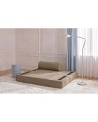 Canapé droit convertible et modulable 2 places en tissu lisse Gemma marron - 148x95x70,5 cm