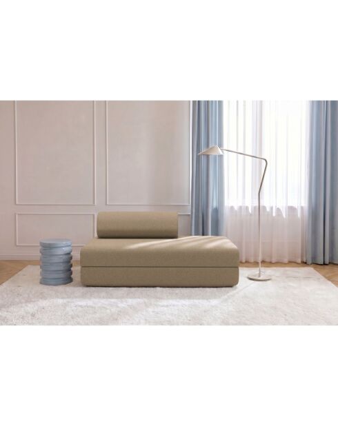 Canapé droit convertible et modulable 2 places en tissu lisse Gemma marron - 148x95x70,5 cm