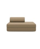 Canapé droit convertible et modulable 2 places en tissu lisse Gemma marron - 148x95x70,5 cm
