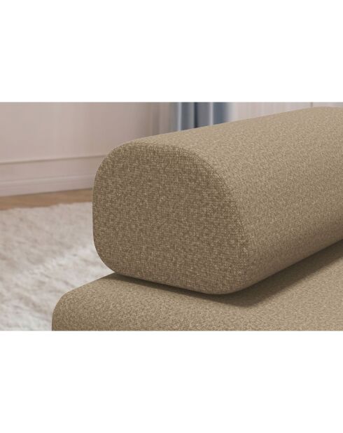 Méridienne convertible et modulable en tissu lisse Gemma marron - 190x95x70,5 cm