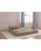 Méridienne convertible et modulable en tissu lisse Gemma marron - 190x95x70,5 cm