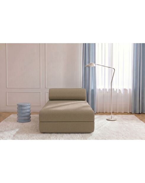 Méridienne convertible et modulable en tissu lisse Gemma marron - 190x95x70,5 cm