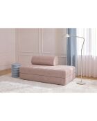 Canapé droit convertible et modulable 2 places en velours côtelé Lincoln rose pâle - 148x95x70,5 cm