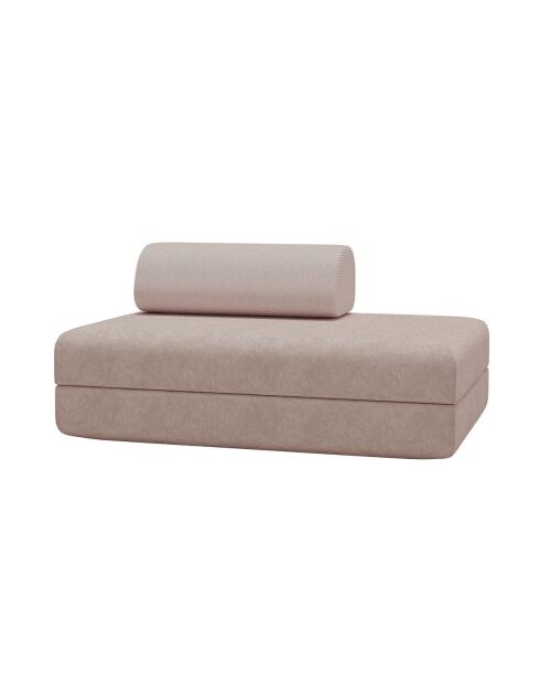 Canapé droit convertible et modulable 2 places en velours côtelé Lincoln rose pâle - 148x95x70,5 cm