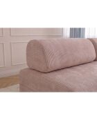 Canapé droit convertible et modulable 2 places en velours côtelé Lincoln rose pâle - 148x95x70,5 cm