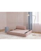 Canapé droit convertible et modulable 2 places en velours côtelé Lincoln rose pâle - 148x95x70,5 cm