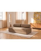 Canapé droit convertible et modulable 3 places en tissu tweed Coco marron - 190x95x70,5 cm