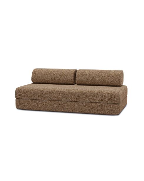 Canapé droit convertible et modulable 3 places en tissu tweed Coco marron - 190x95x70,5 cm