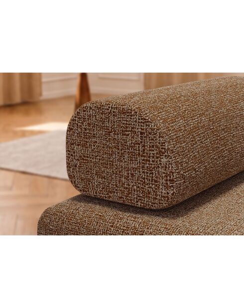 Canapé droit convertible et modulable 3 places en tissu tweed Coco marron - 190x95x70,5 cm