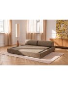 Canapé droit convertible et modulable 3 places en tissu tweed Coco marron - 190x95x70,5 cm