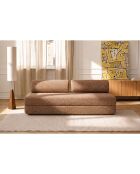 Canapé droit convertible et modulable 3 places en tissu tweed Coco marron - 190x95x70,5 cm
