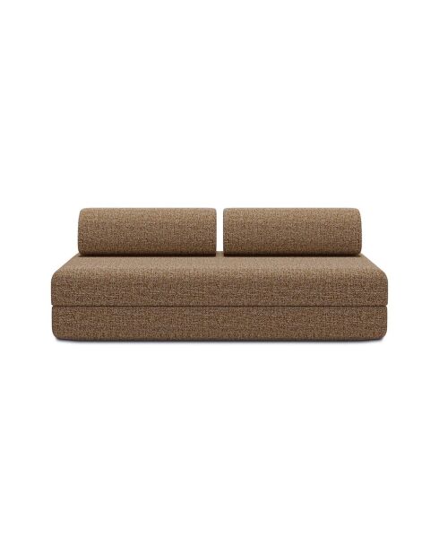 Canapé droit convertible et modulable 3 places en tissu tweed Coco marron - 190x95x70,5 cm