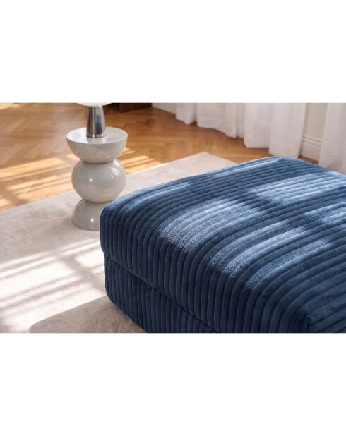 Pouf trasformabile e modulare in velluto a coste xl Tilia blu - 95x95x42 cm