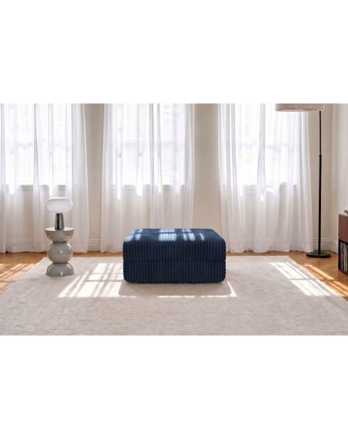 Pouf trasformabile e modulare in velluto a coste xl Tilia blu - 95x95x42 cm