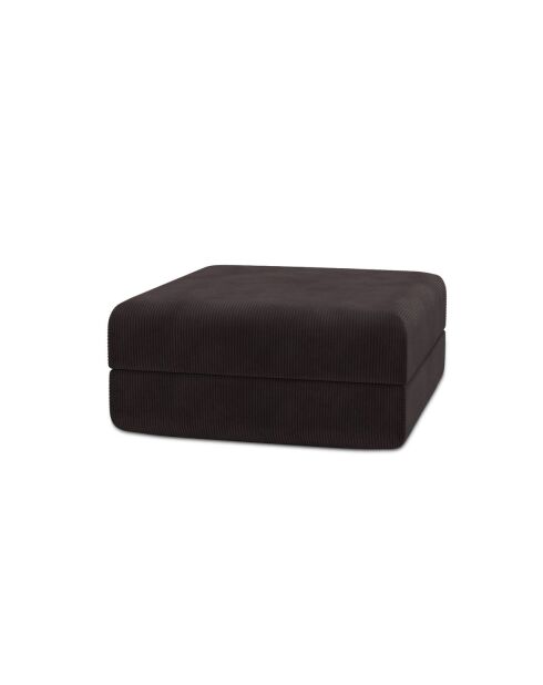Pouf convertible et modulable en velours côtelé Lincoln marron - 95x95x42 cm