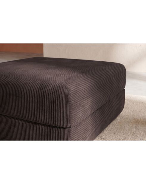 Pouf convertible et modulable en velours côtelé Lincoln marron - 95x95x42 cm