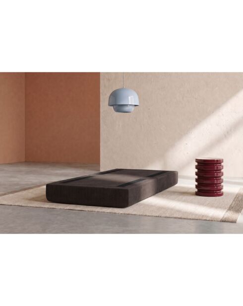 Pouf convertible et modulable en velours côtelé Lincoln marron - 95x95x42 cm