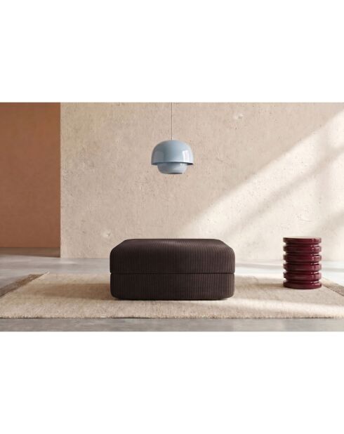 Pouf convertible et modulable en velours côtelé Lincoln marron - 95x95x42 cm