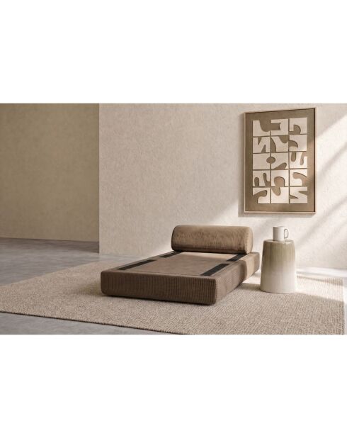 Fauteuil convertible et modulable en velours côtelé Lincoln taupe - 95x95x70,5 cm
