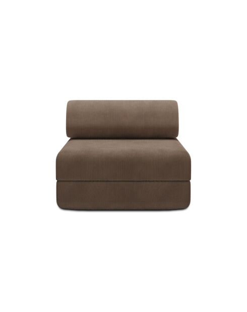 Poltrona trasformabile e modulare in velluto a coste Lincoln taupe - 95x95x70,5 cm