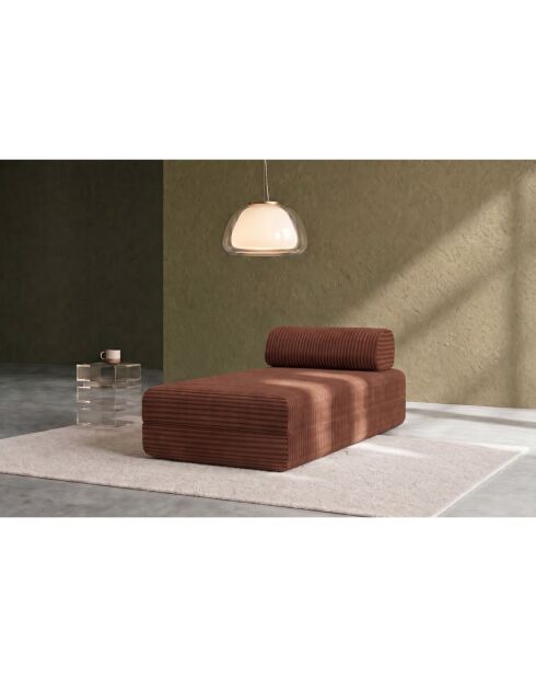 Méridienne convertible et modulable en velours côtelé xl Tilia terracotta - 190x95x70,5 cm