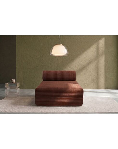 Méridienne convertible et modulable en velours côtelé xl Tilia terracotta - 190x95x70,5 cm