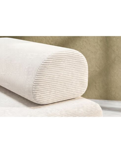 Méridienne convertible et modulable en velours côtelé Lincoln blanche - 190x95x70,5 cm