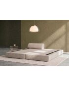 Méridienne convertible et modulable en velours côtelé Lincoln blanche - 190x95x70,5 cm