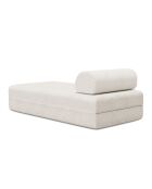 Méridienne convertible et modulable en velours côtelé Lincoln blanche - 190x95x70,5 cm