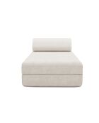 Méridienne convertible et modulable en velours côtelé Lincoln blanche - 190x95x70,5 cm