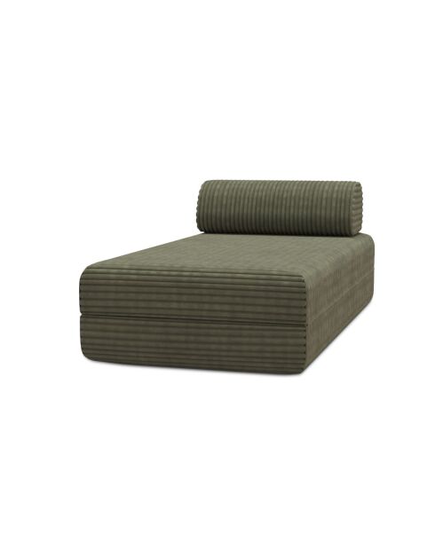 Méridienne convertible et modulable en velours côtelé xl Tilia verte - 190x95x70,5 cm